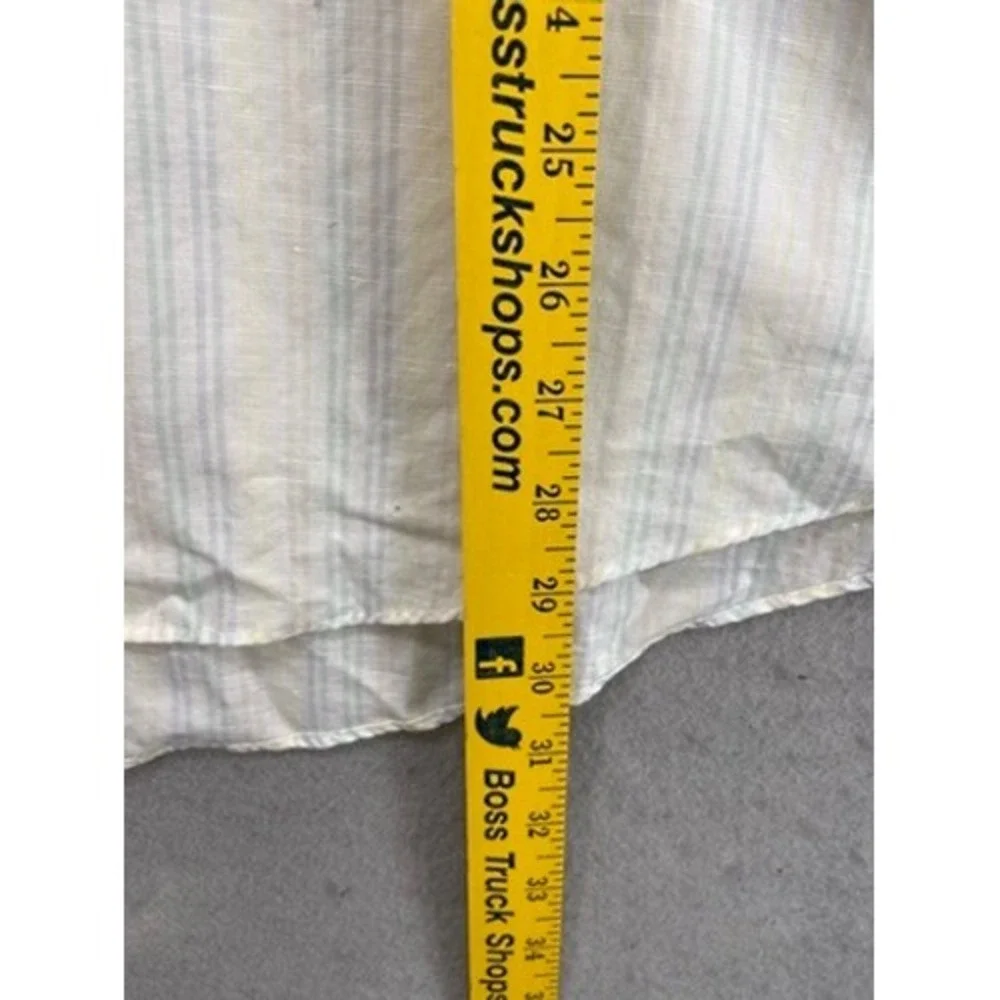 Nordstrom Shirts Mens 18 34 35 Trim Fit Non-Iron Striped Button Down Linen Blend